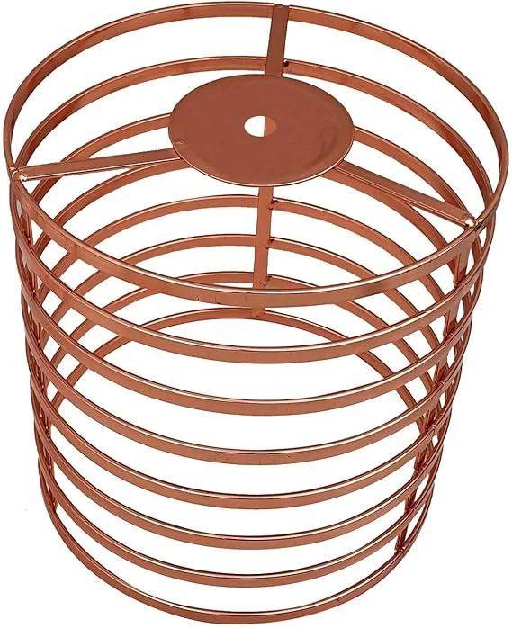 Black metal industrial style lamp shade with open cage design, round shape, easy fit for ceiling or pendant lights