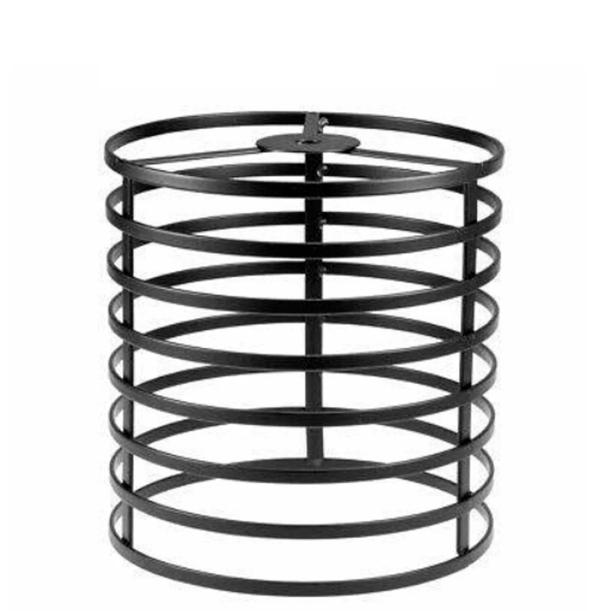 Black metal industrial easy fit ceiling lampshade with open cage design for even light dispersion, includes reducer plate