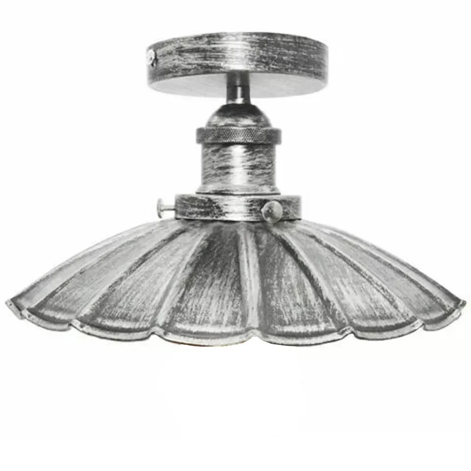 Black modern ceiling light with a sleek flush mount design and metal shade for indoor use, E27 lamp base included