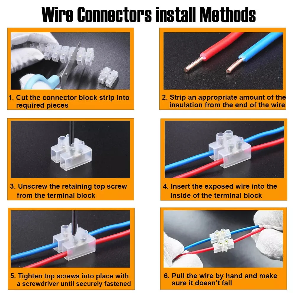 White 12 way heat resistant wire connector block with 24 screw terminals and triangular clamps for secure electrical connections