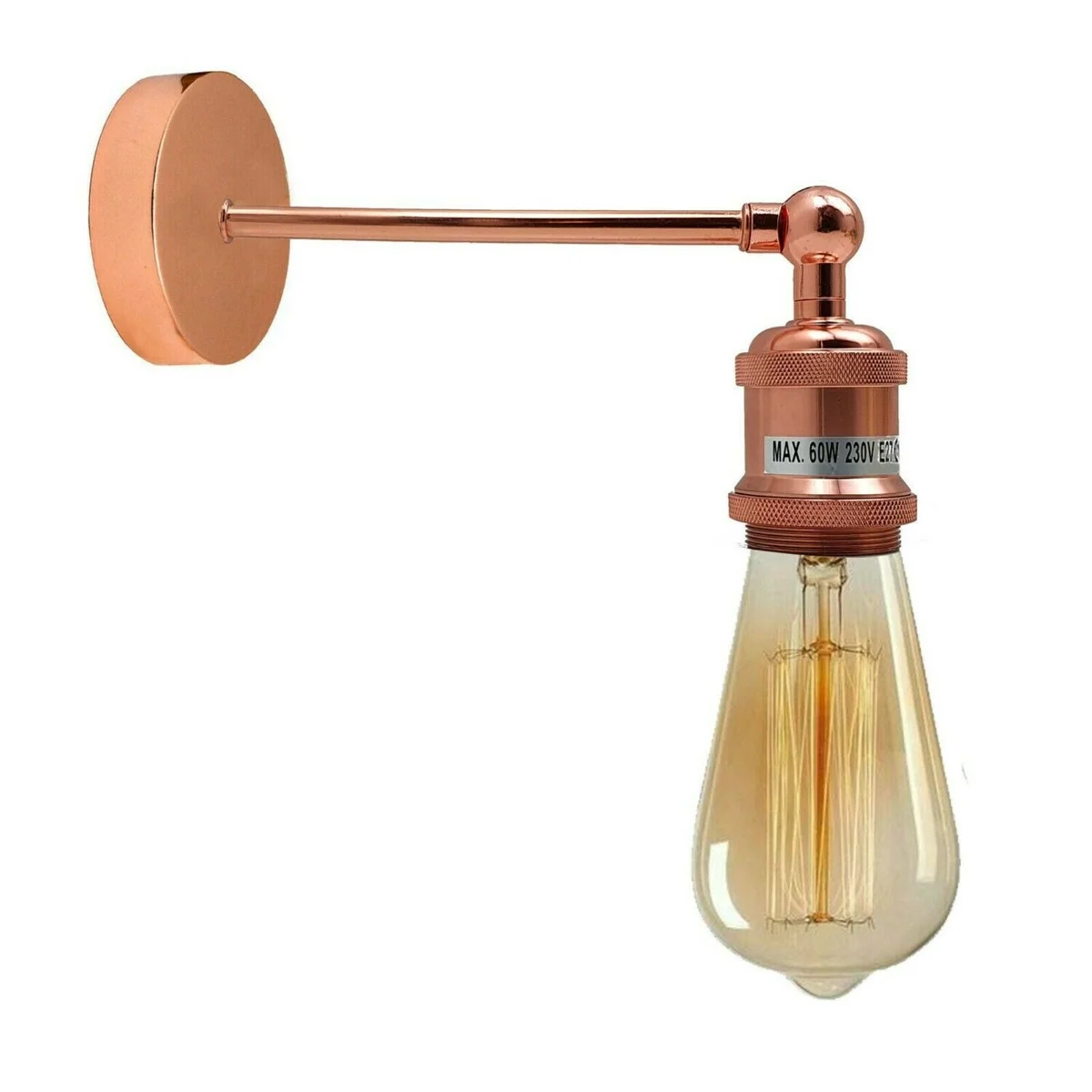 Adjustable industrial wall sconce with vintage style, painted finish, round ceiling canopy, and E27 bulb holder