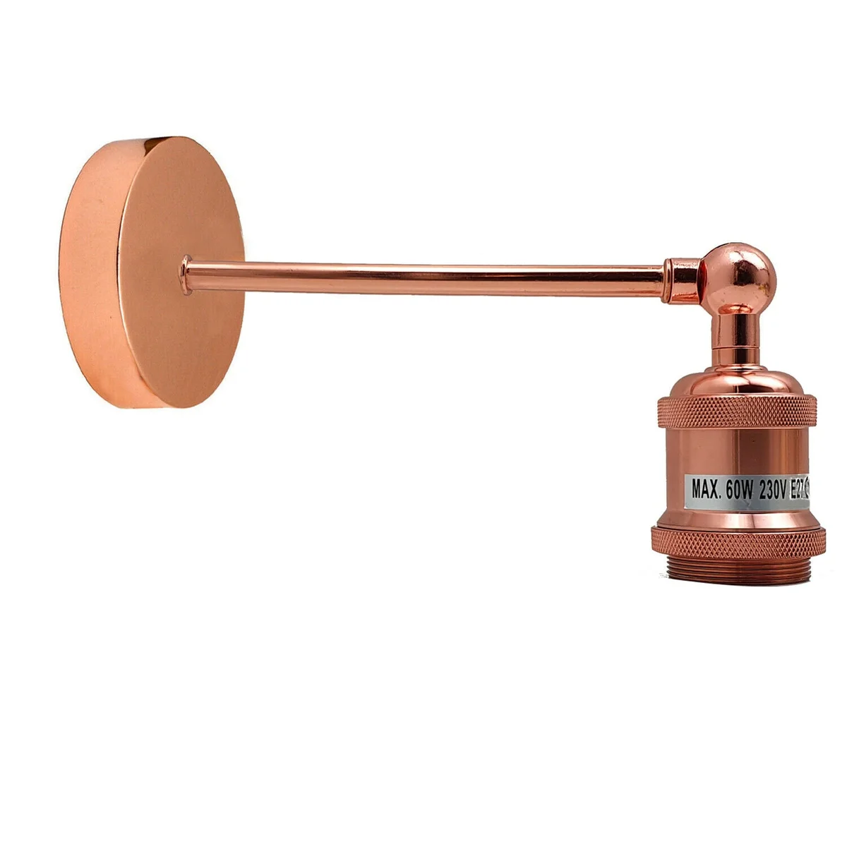 Adjustable vintage wall light with industrial metal arm and round ceiling canopy in painted finish, vintage style wall sconce