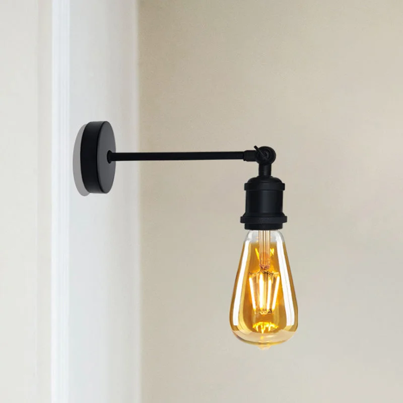 Adjustable retro wall sconce with painted finish, round ceiling canopy, and 18cm arm for vintage industrial lighting