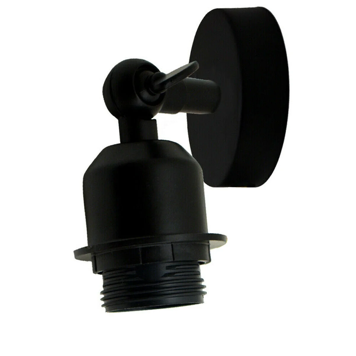 Industrial wall sconce with adjustable pivot arm in antique brass metal finish mounted on a white wall background