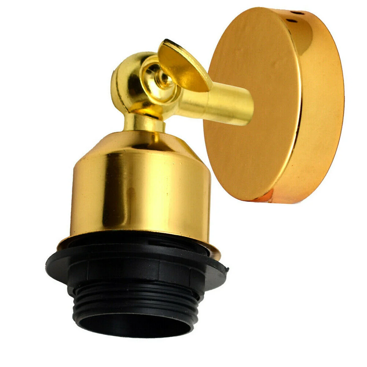 Industrial wall sconce in antique brass finish with adjustable pivoting arm and E27 bulb holder mounted on wall