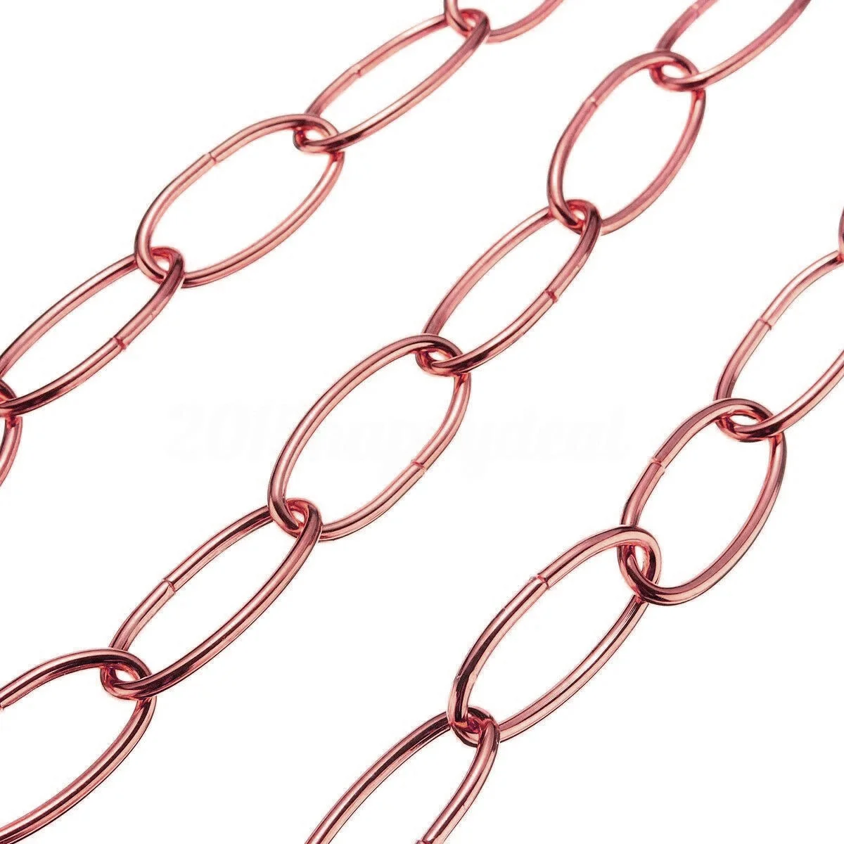 Close-up of vintage style metal hanging chain with 32mm x 17mm open links for ceiling light fixtures