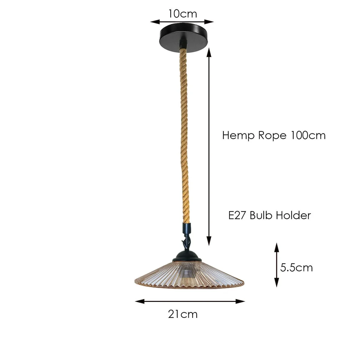 Vintage industrial style lighting with glass globe lampshade, hemp rope cord, and iron metal hanging pendant design