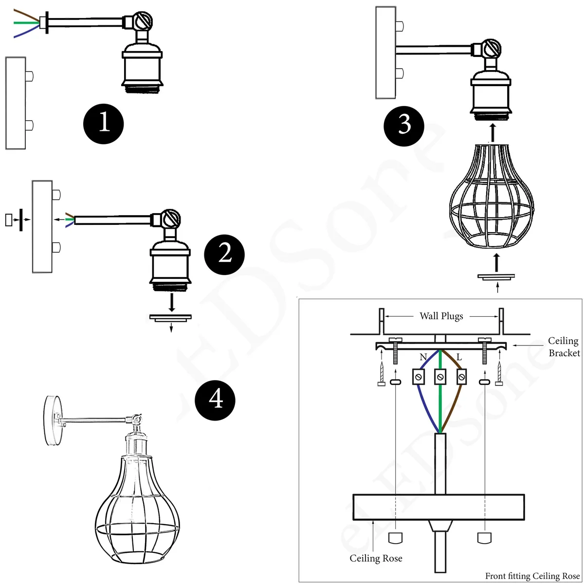 Modern metal wall sconce with vintage bulb, perfect for stylish home lighting in living or dining rooms