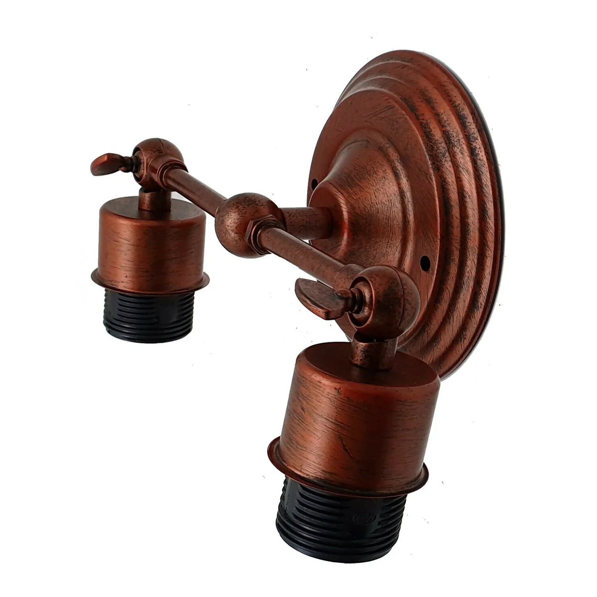 Double cage wall light in sleek metal frame, LED source, wall‑mounted with E27 socket, contemporary design.