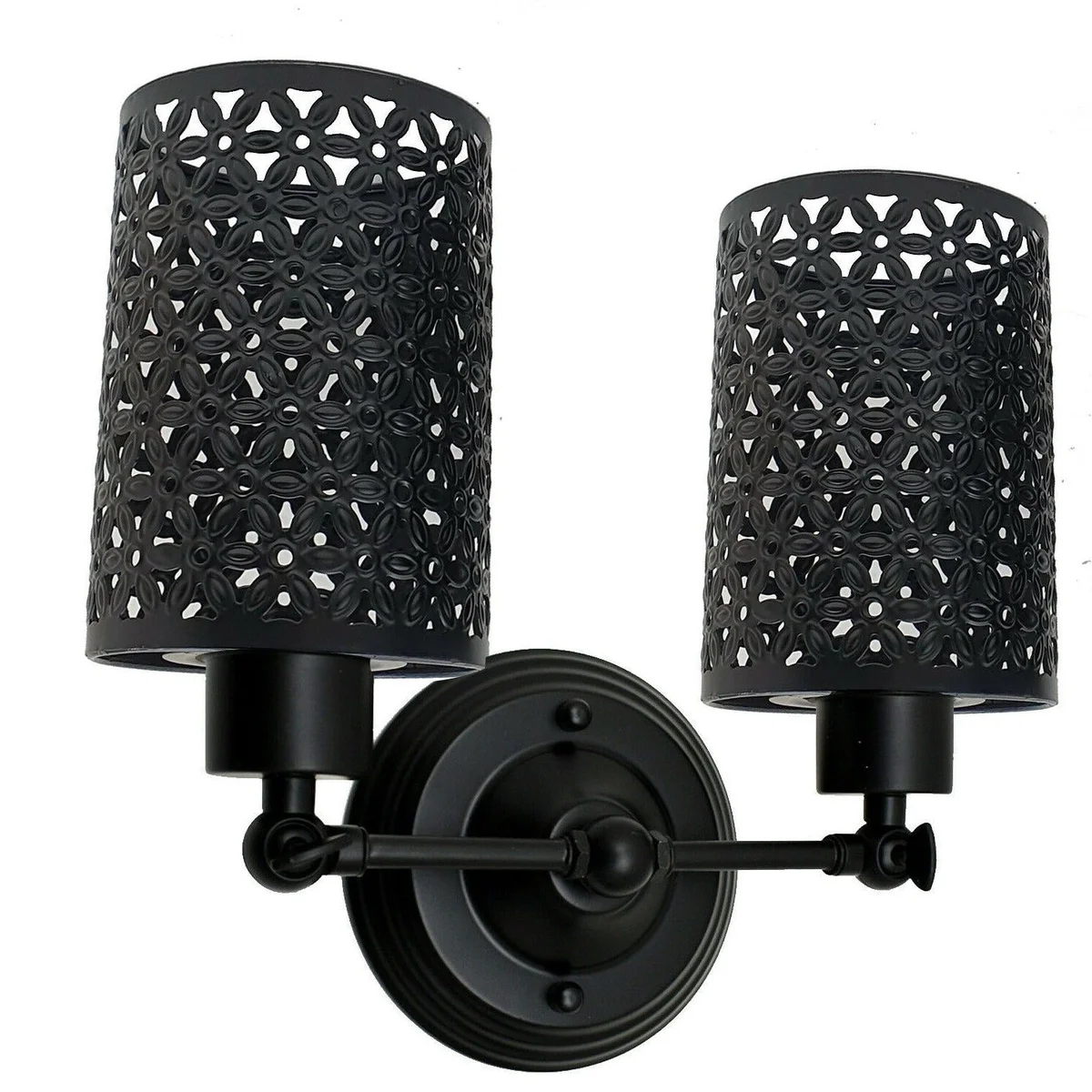 Black wall sconces with vintage industrial design, iron cage shades, wall-mounted, no bulbs included, rustic style lighting fixture