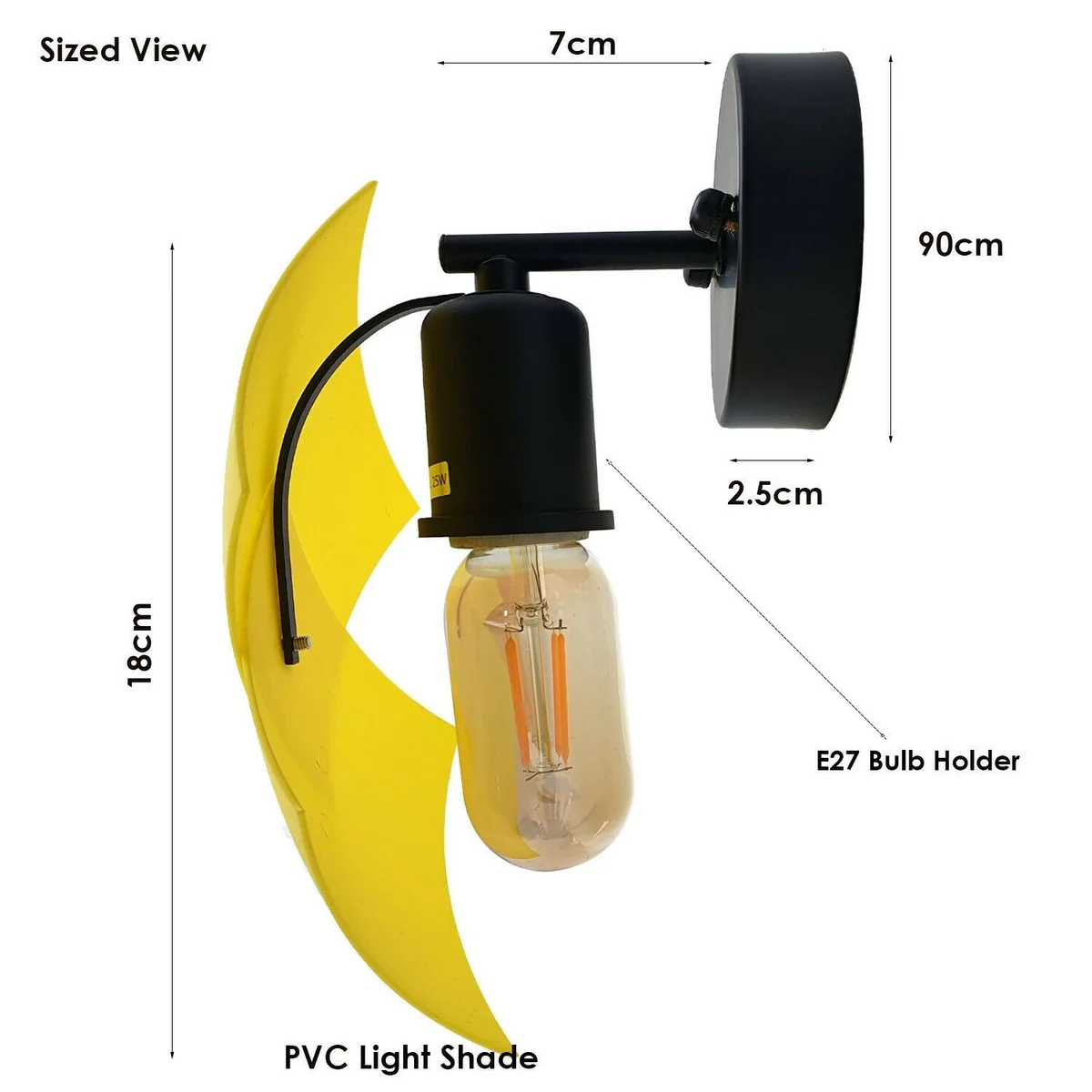 Three modern industrial style LED wall lamps with PVC shades and exposed metal hardware mounted indoors on white wall