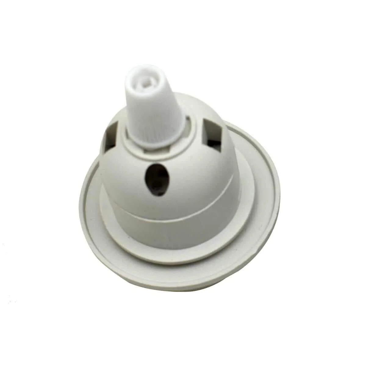 Five white E27 pendant light sockets with rings arranged side by side on a white background for vintage bulbs