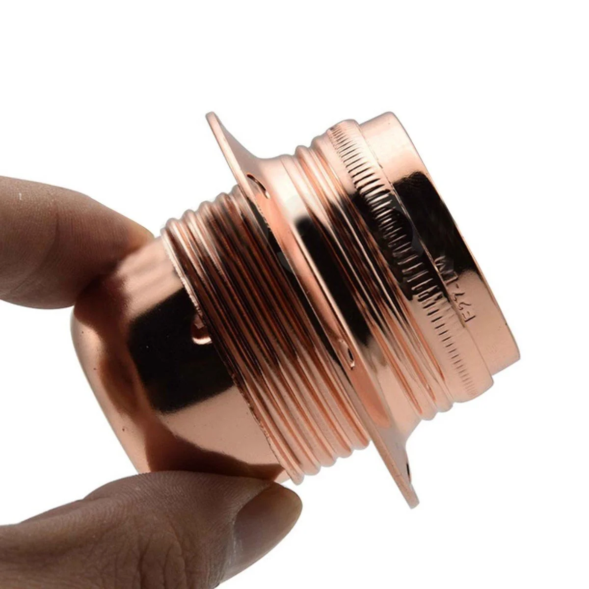 Rose gold E27 lamp holder with self-locking retro design, metal alloy plating and ceramic core, suitable for energy bulbs