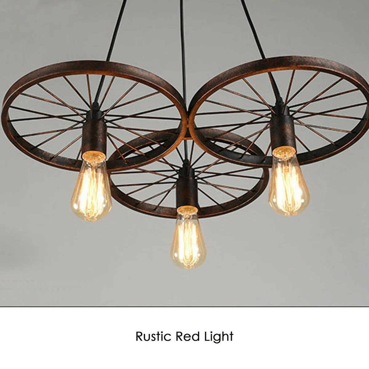 Industrial style brushed copper lamp with wheel design, 30cm diameter, suitable for cafes and bars, E27 bulb fitting.