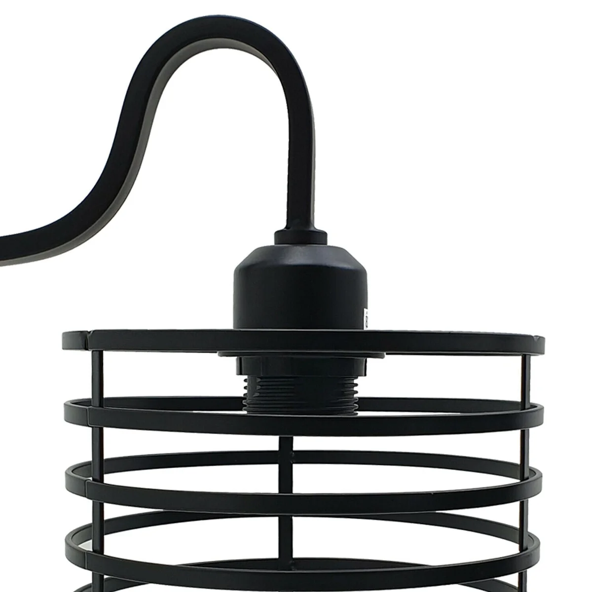 Metal wall lamp with rustic cage design and exposed E27 socket, vintage industrial style.