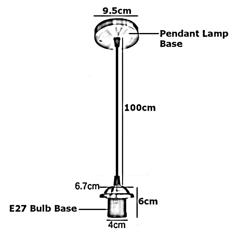 White E27 pendant lamp holder with PVC flex cable and ceiling rose, no bulb included, 90cm wire length