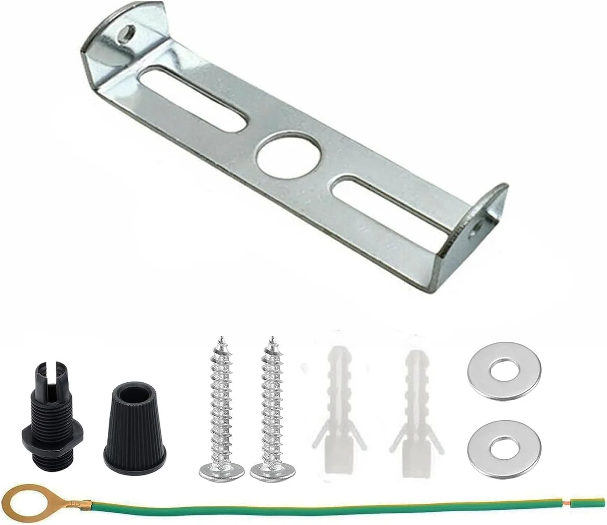 80mm iron ceiling bracket with strap side fitting and earth tag, designed for suspending chandeliers up to 5kg
