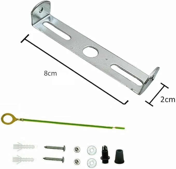 80mm iron chandelier ceiling bracket with strap side fitting and earth tag, suitable for suspending light fittings up to 5kg
