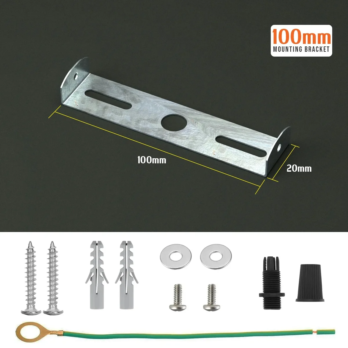 100mm iron ceiling rose bracket with strap side fitting and earth tag for hanging light fittings up to 5kg