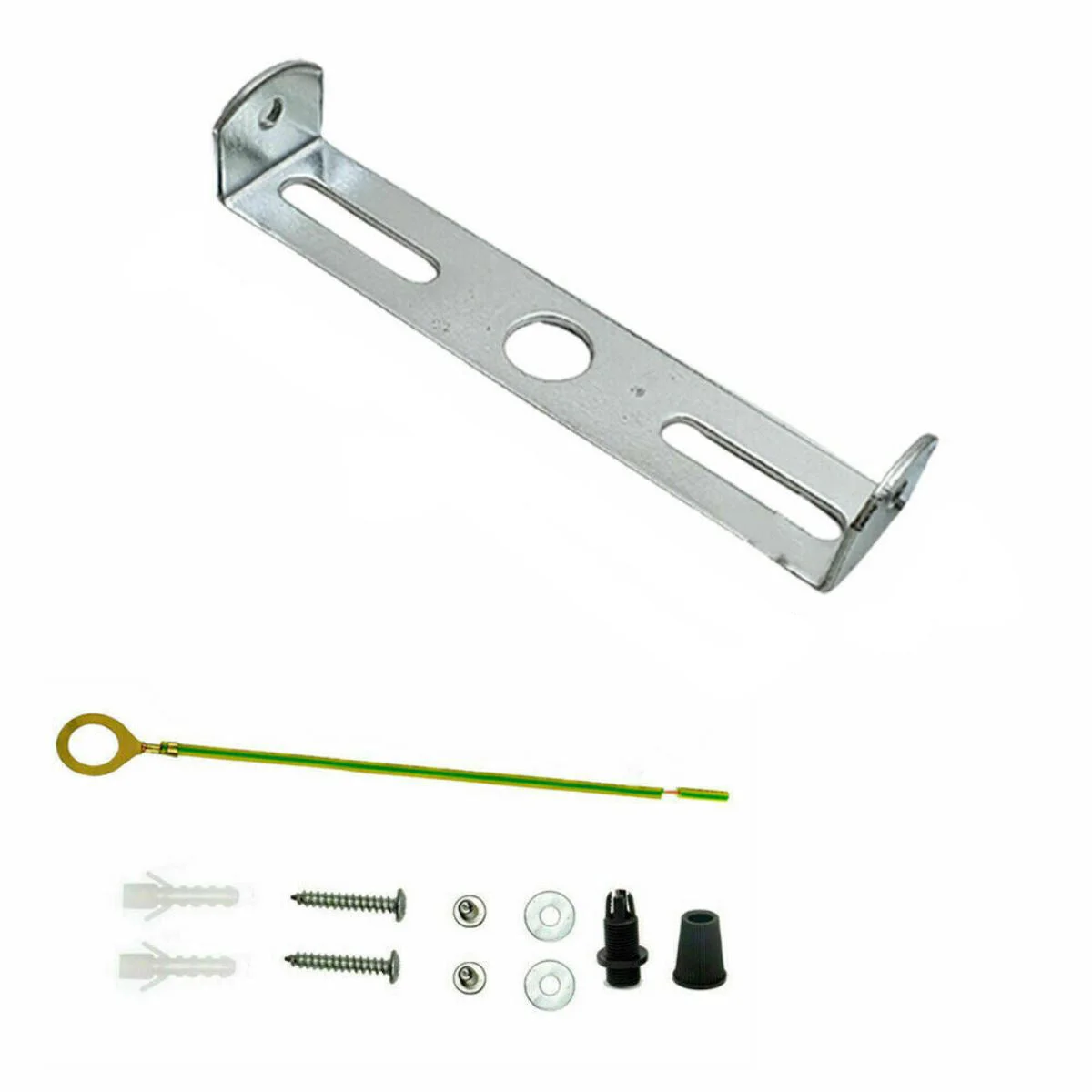 100mm iron ceiling rose bracket with strap side fitting and earth tag for hanging light fittings up to 5kg
