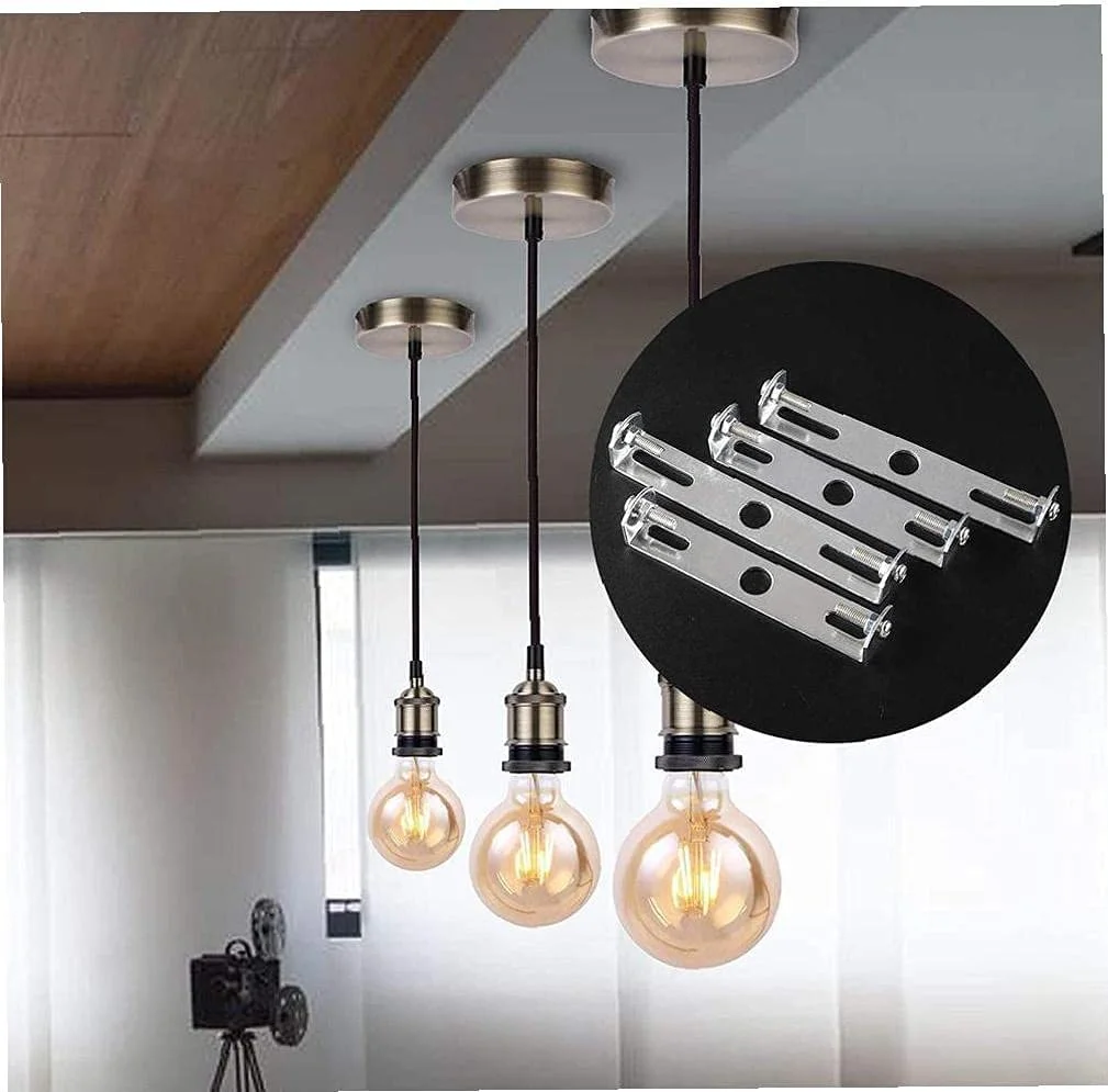 105mm iron and plated chandelier hanging bracket with riveted construction and earth tag for ceiling fitting