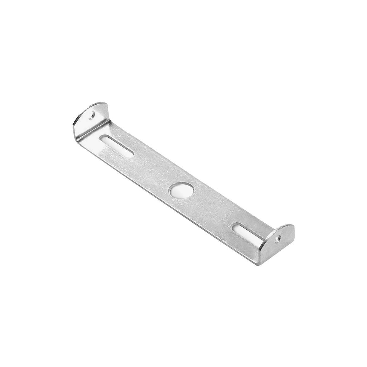 Silver iron ceiling bracket with rectangular shape and riveted construction, designed for securing light fixtures up to 5kg
