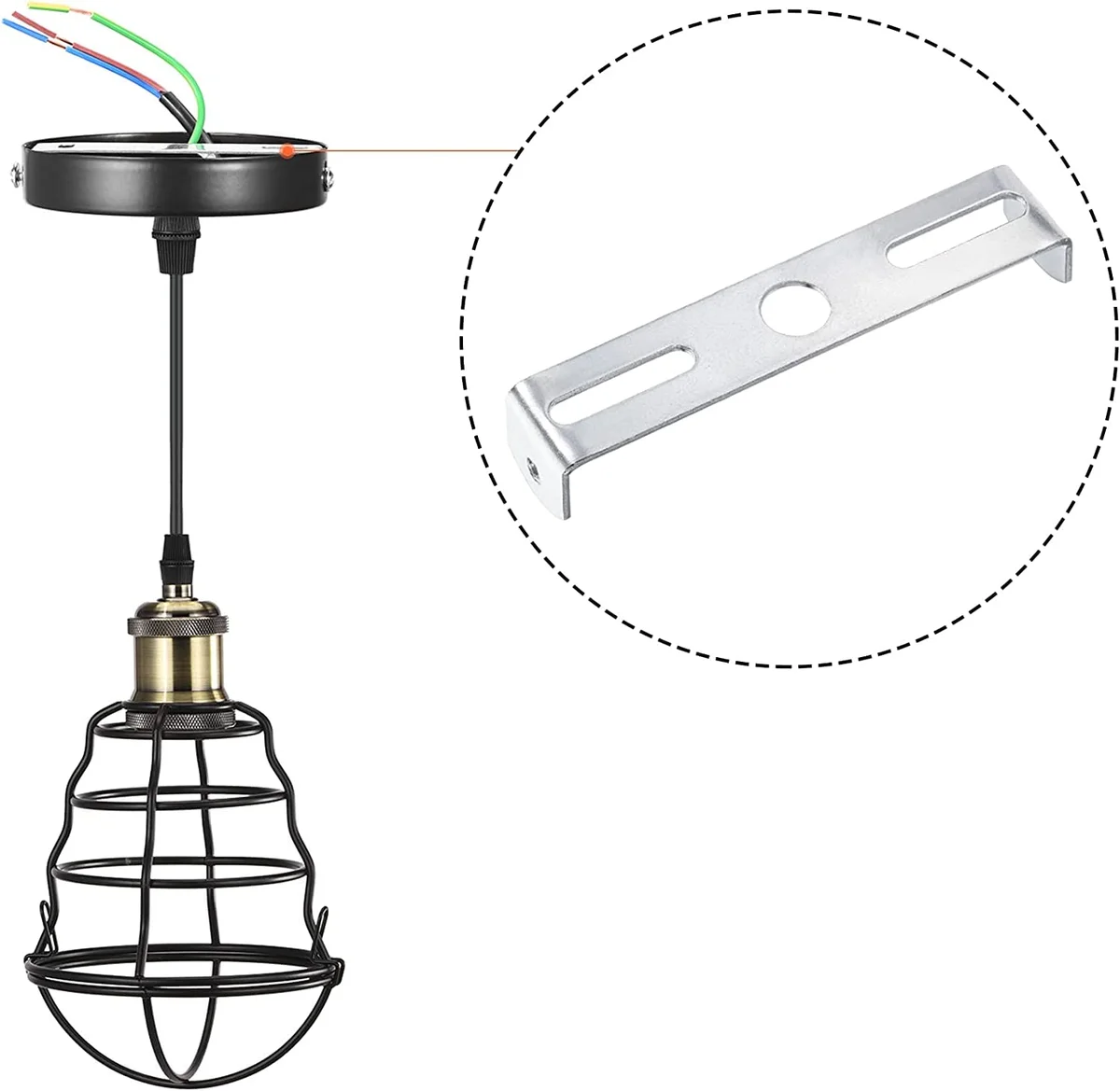 Silver ceiling rose strap side fitting bracket made of iron with rectangular shape and riveted construction