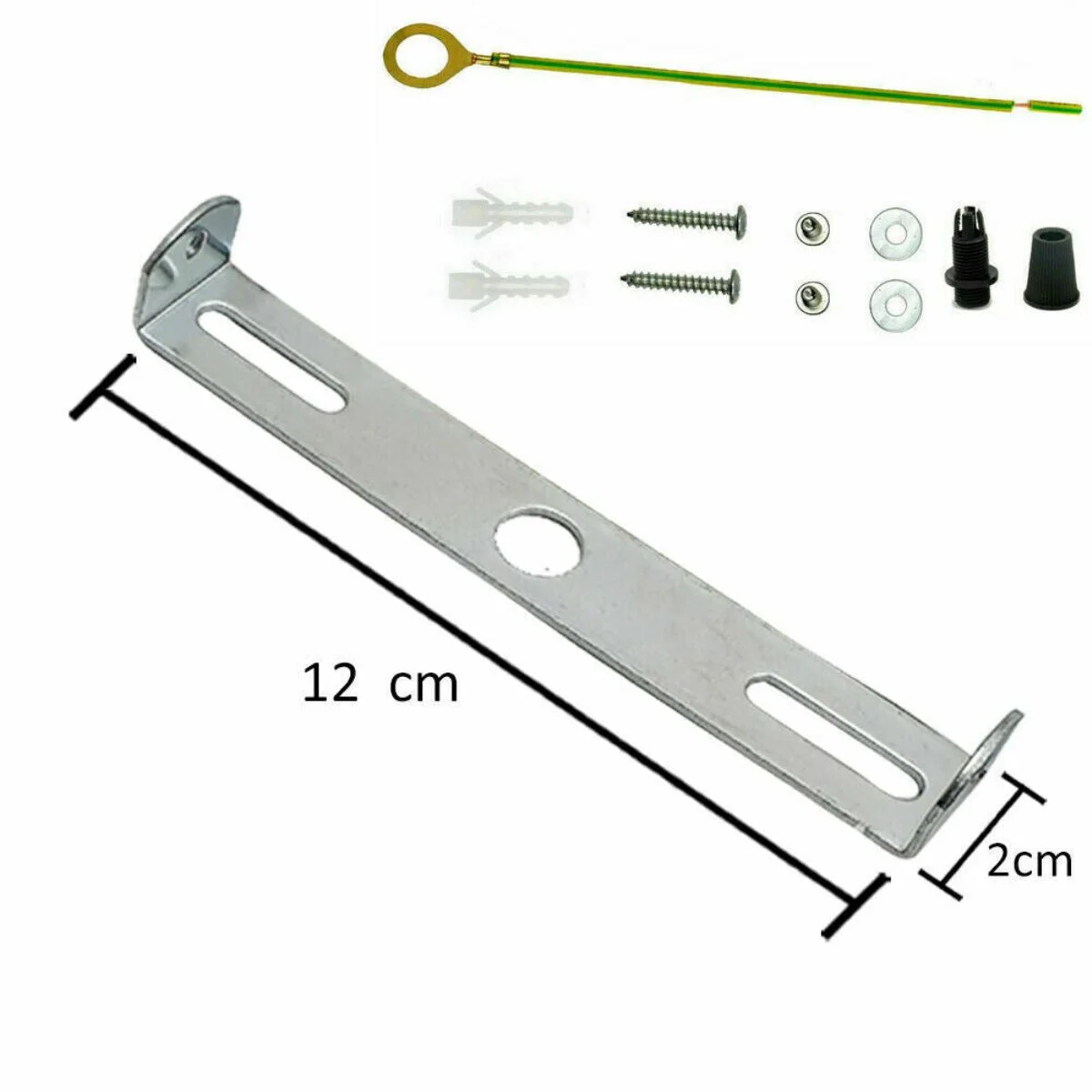 120mm iron ceiling plate bracket with strap side fitting and earth tag for hanging chandeliers and light fittings