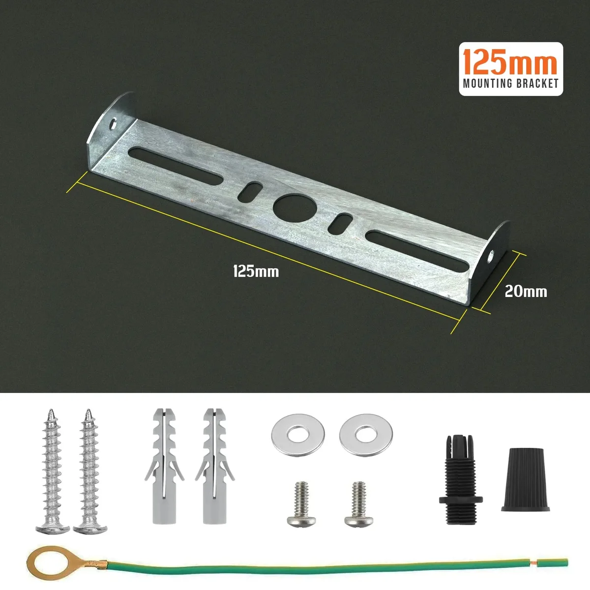 125mm iron ceiling rose bracket with strap side fitting and earth tag for suspending light fittings up to 5kg