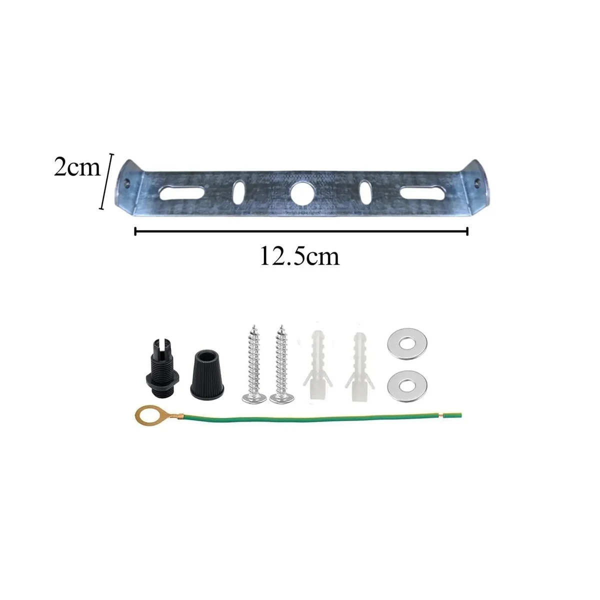 125mm iron ceiling plate bracket with strap side fitting and earth tag for hanging light fittings up to 5kg