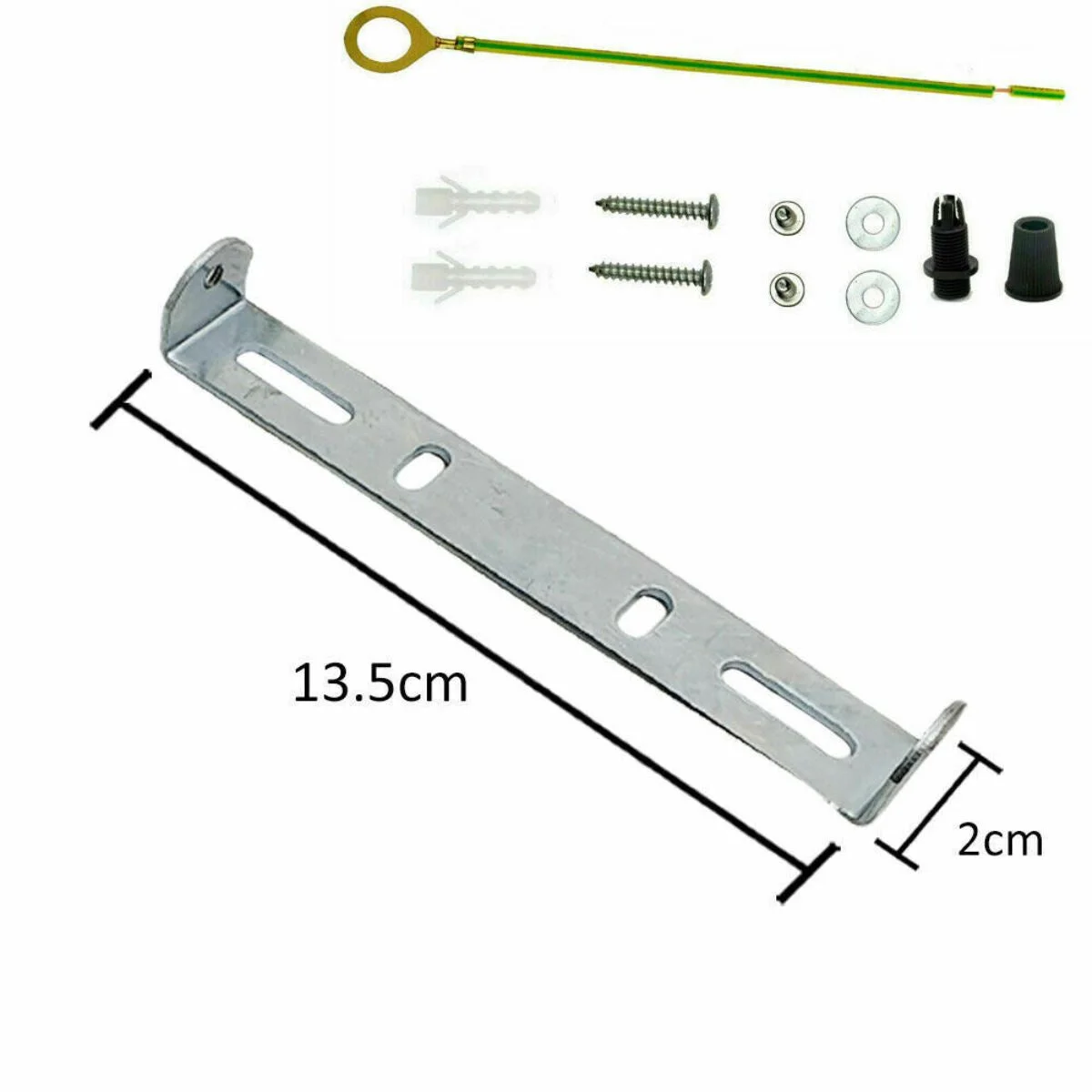135mm iron ceiling plate bracket with strap side fitting and earth tag for hanging chandeliers and light fittings