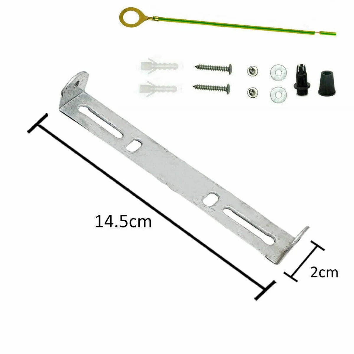 145mm round iron ceiling plate bracket with strap side fitting and earth tag for hanging light fittings up to 5kg