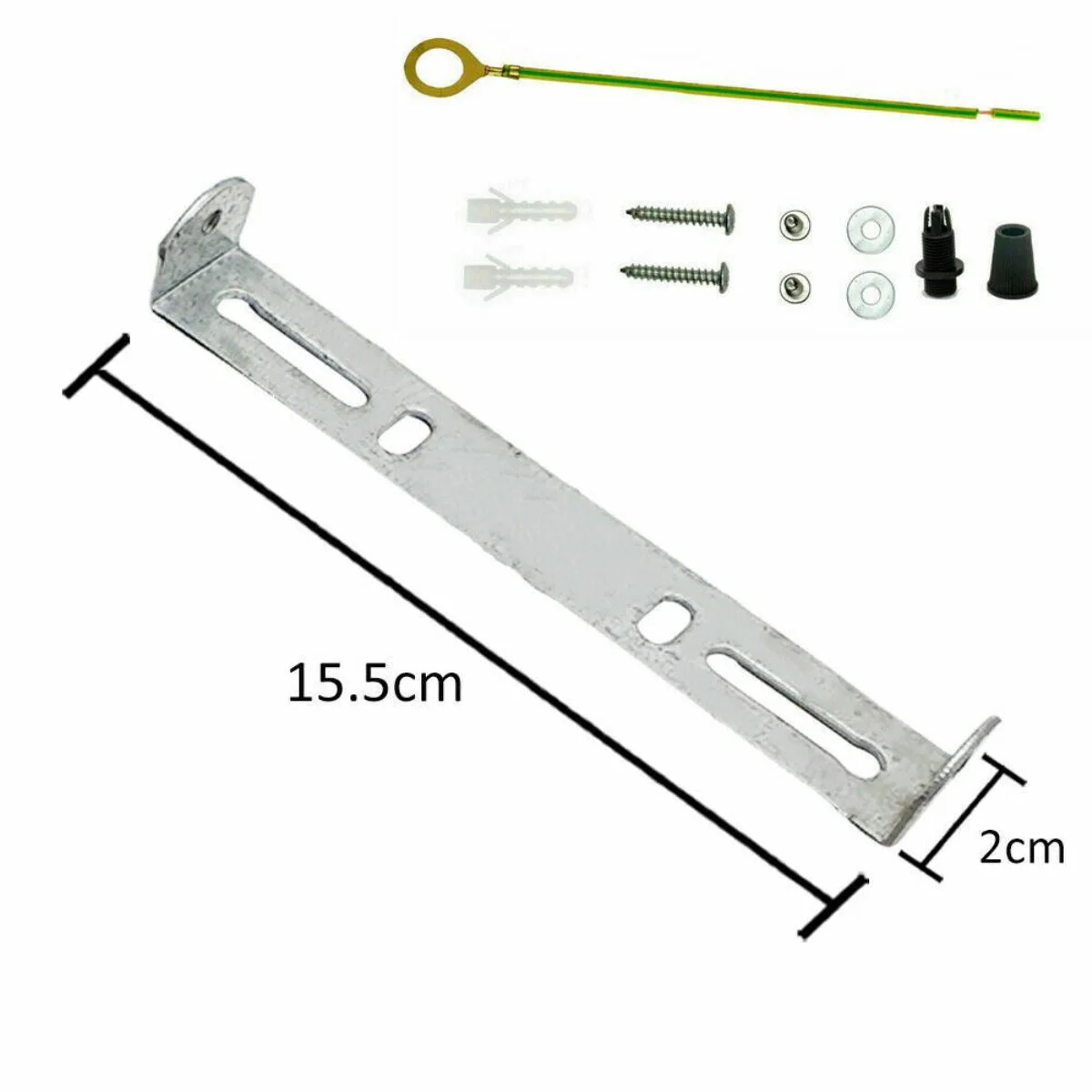 155mm iron ceiling plate bracket with riveted construction and earth tag for hanging chandeliers and light fittings