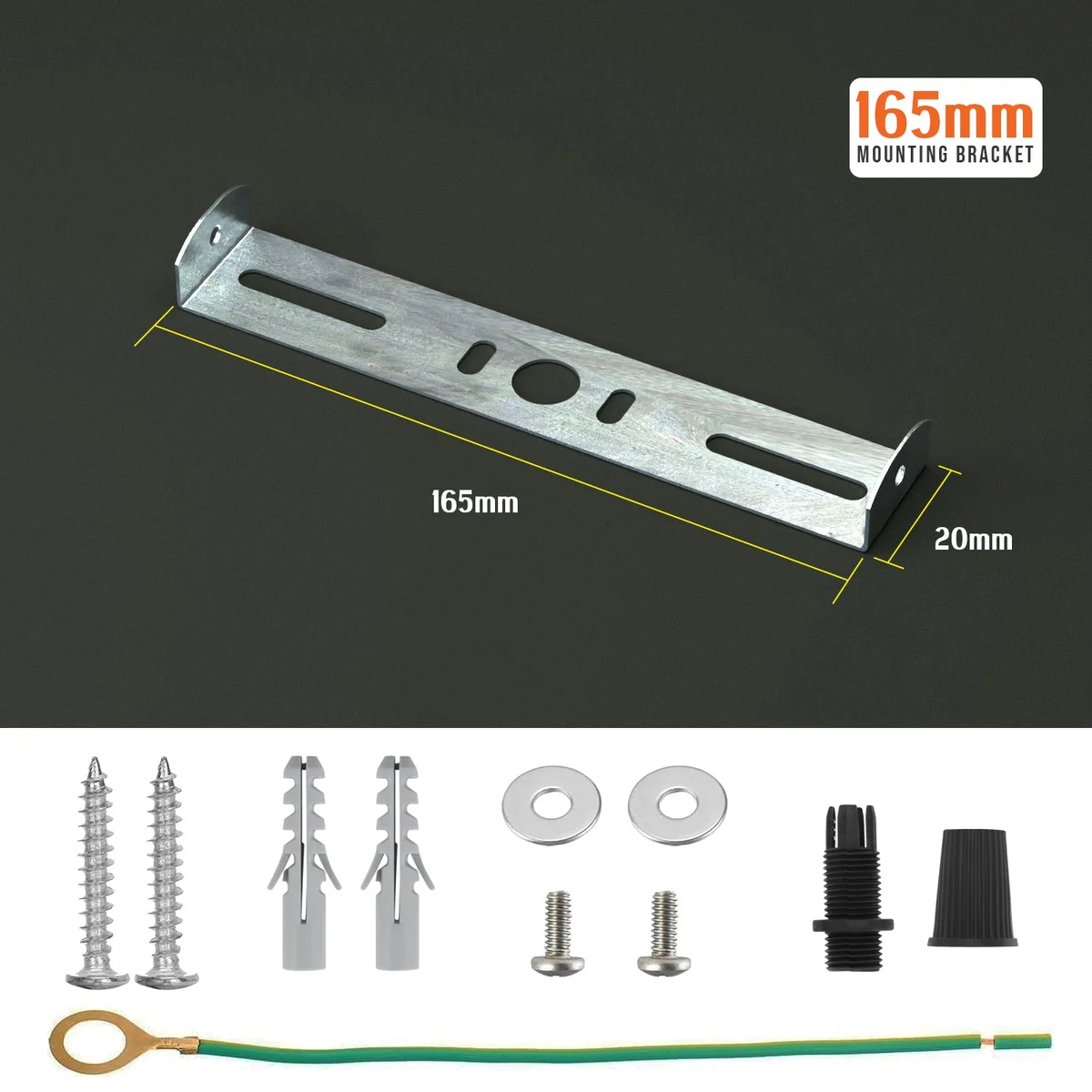 165mm iron ceiling rose bracket with strap side fitting and earth tag for hanging light fittings up to 5kg