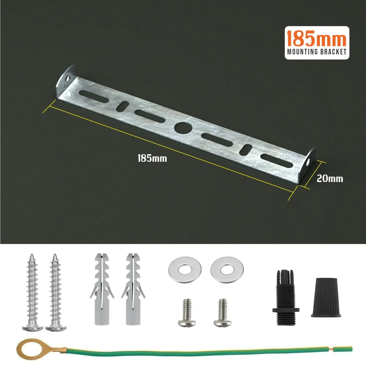 185mm iron ceiling rose bracket with strap side fitting and earth tag for hanging chandeliers and light fittings