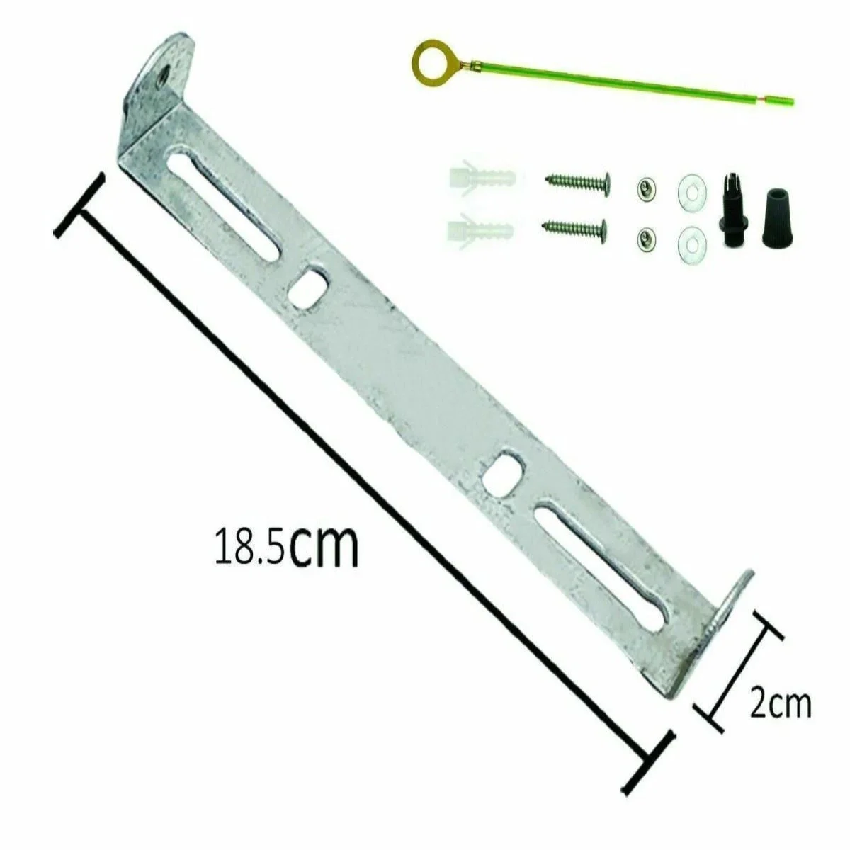 185mm iron ceiling plate bracket with strap side fitting, riveted construction and earth tag for chandeliers and light fittings