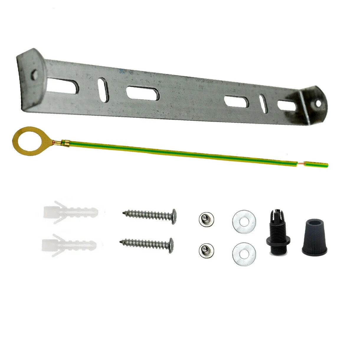 195mm iron ceiling plate bracket with strap side fitting and earth tag for hanging chandeliers and light fittings