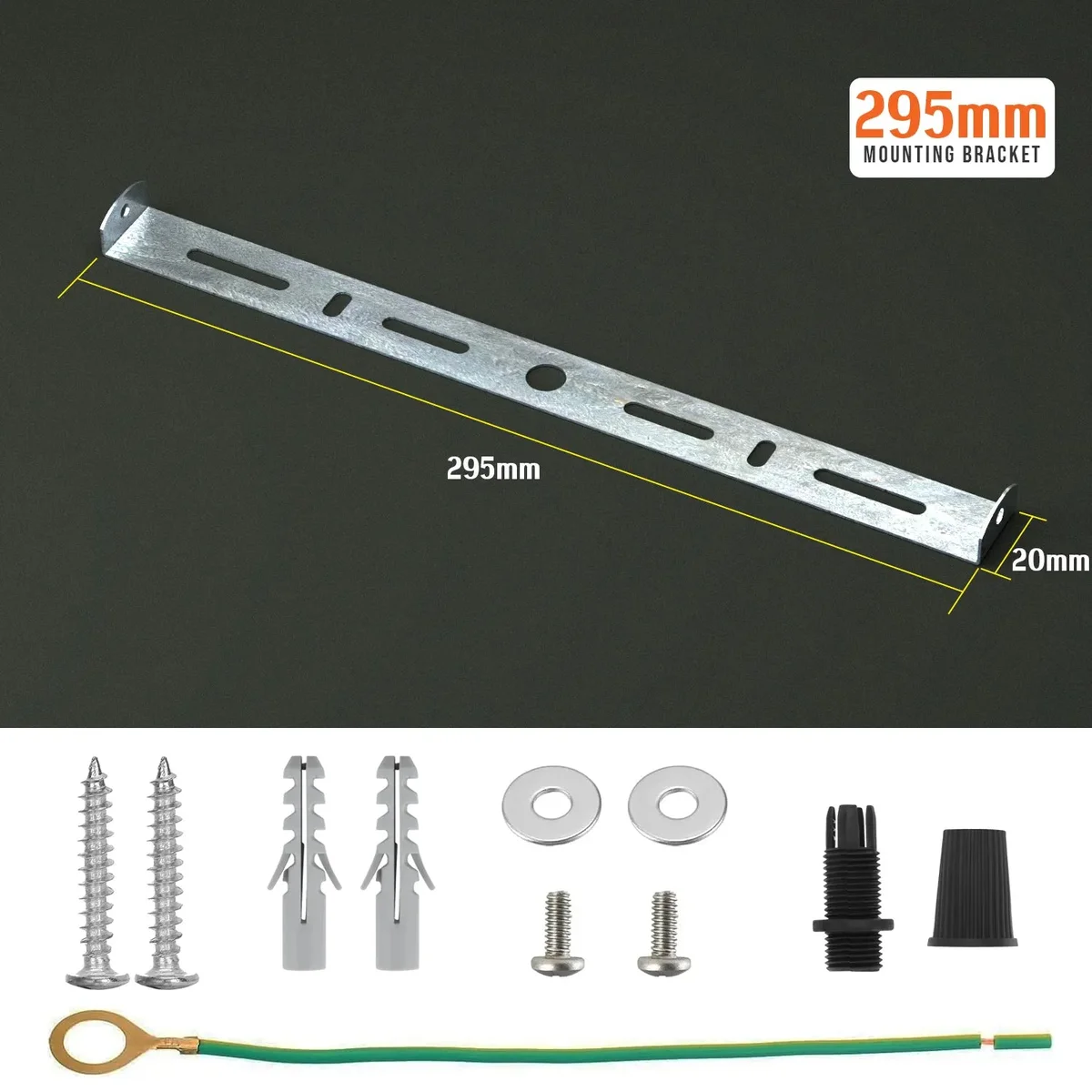 295mm iron ceiling rose bracket with strap side fitting and earth tag for hanging chandeliers and light fittings