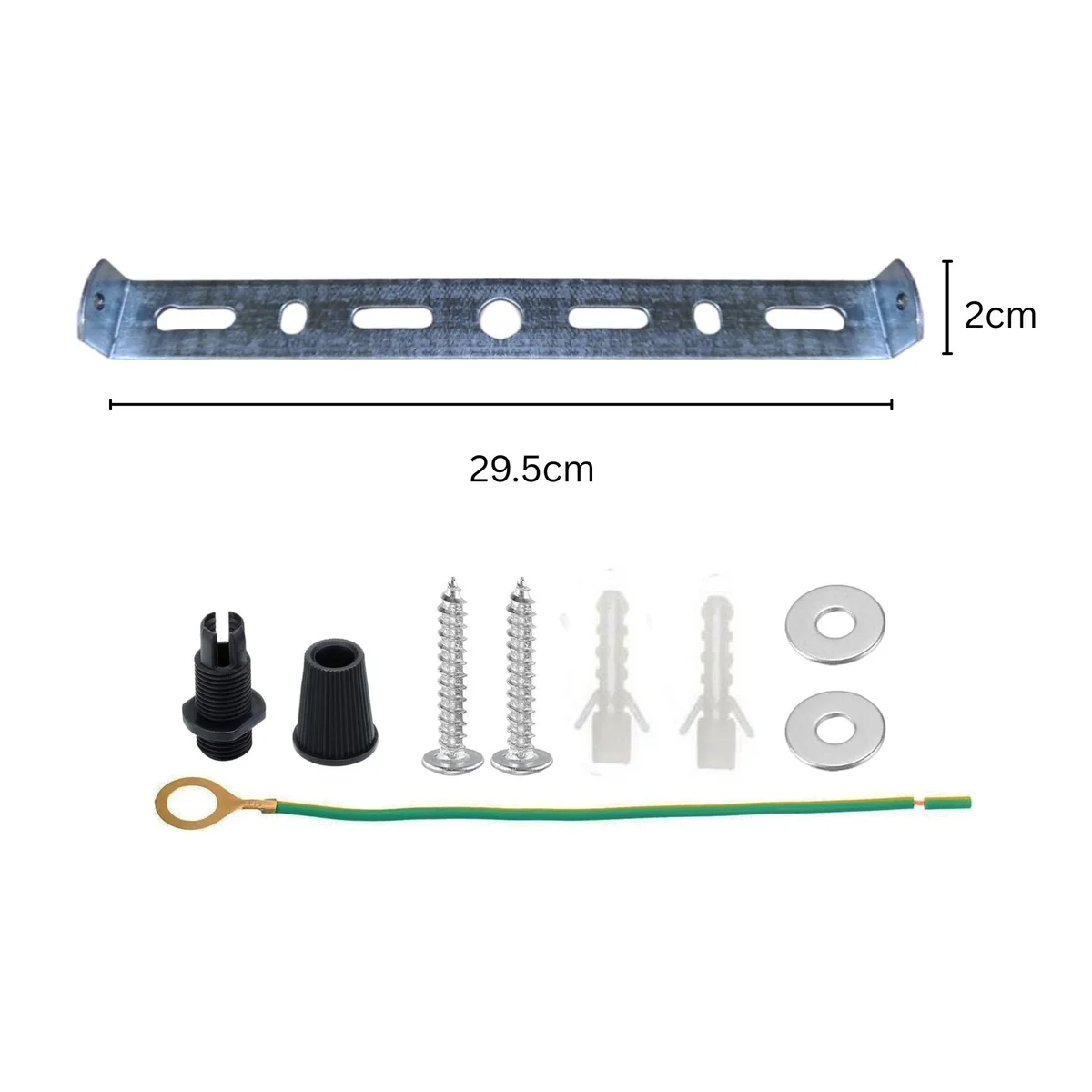 295mm iron ceiling plate bracket with riveted construction and earth tag for hanging chandeliers and light fittings