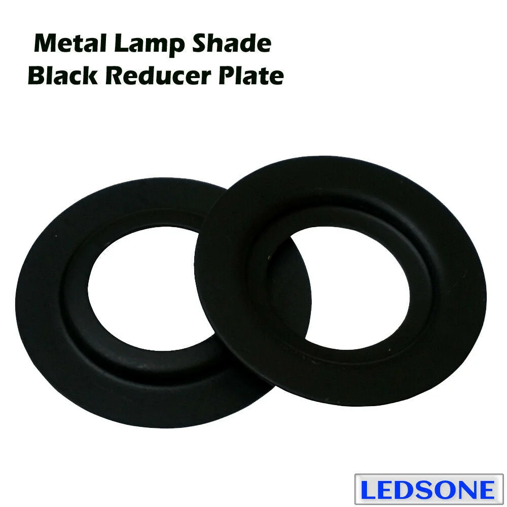 Two metal lampshade ring reducers in white and black, shown side by side on a white background