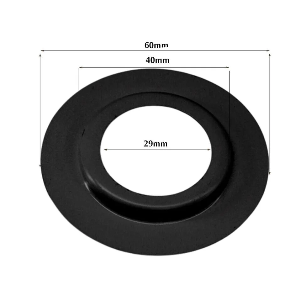 Two metal lampshade reducer rings in white and black, showing shade ring converter for lamp fittings, 60mm diameter