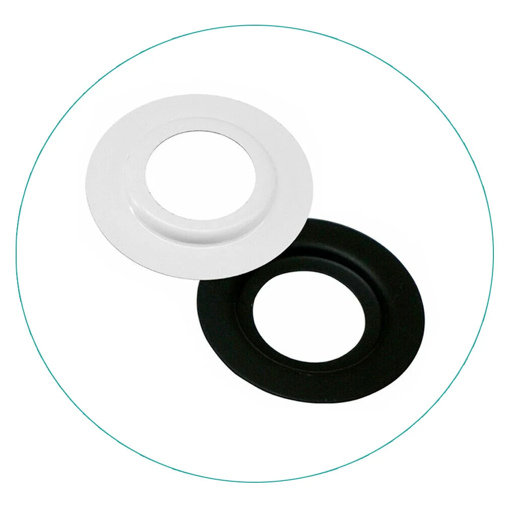 Two metal lampshade reducer rings in white and black, essential lampshade accessories for fitting different ring sizes