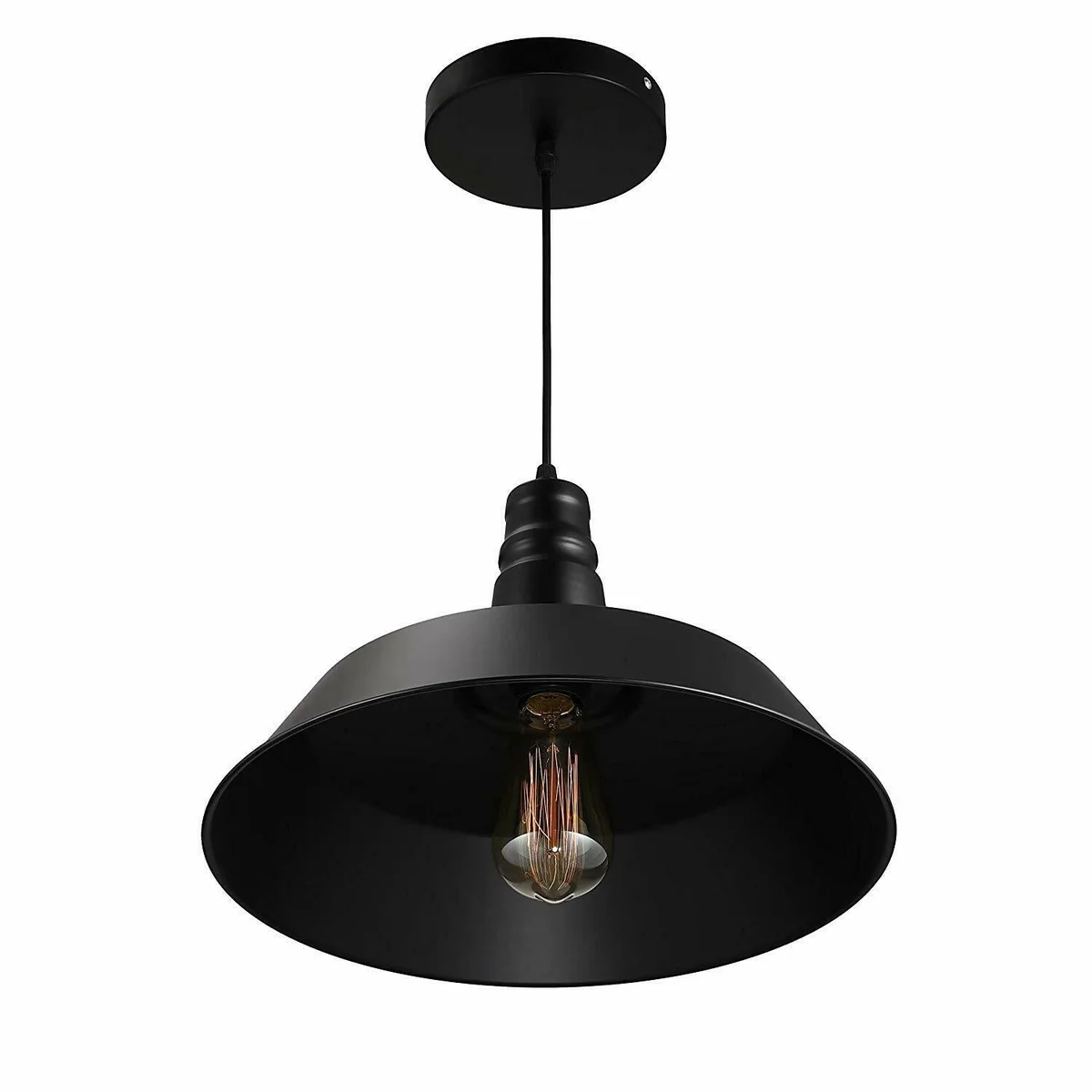 Black vintage style metal ceiling light pendant lamp with adjustable wire pendant and E27 bulb included