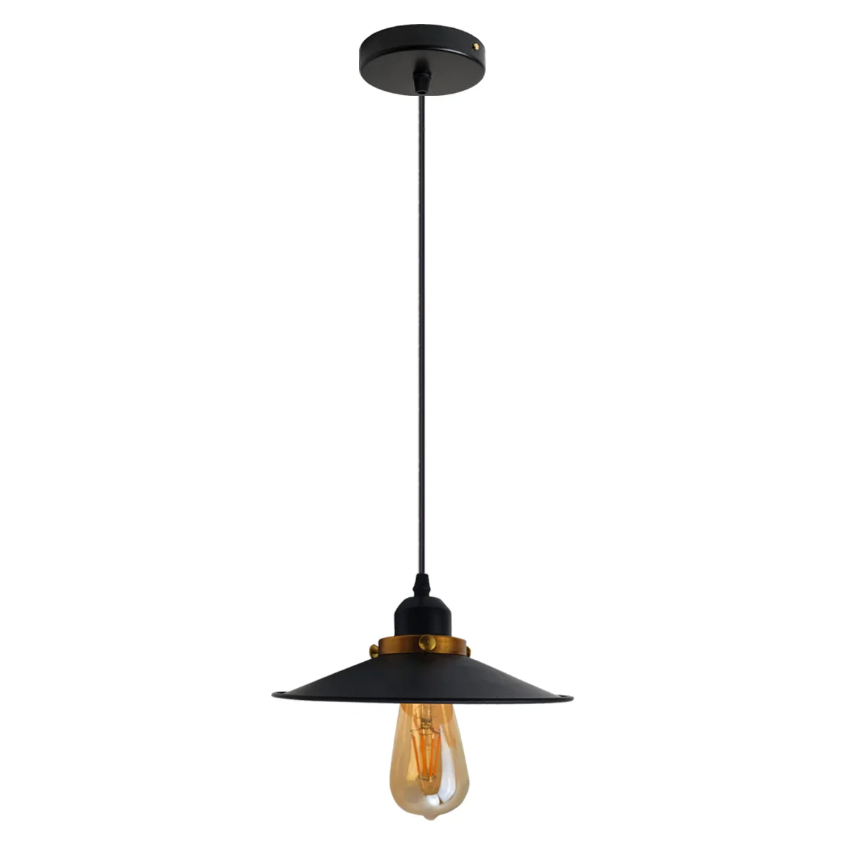 Adjustable black metal ceiling pendant light with cage design and 95cm cable, E27 bulb holder, no bulb included