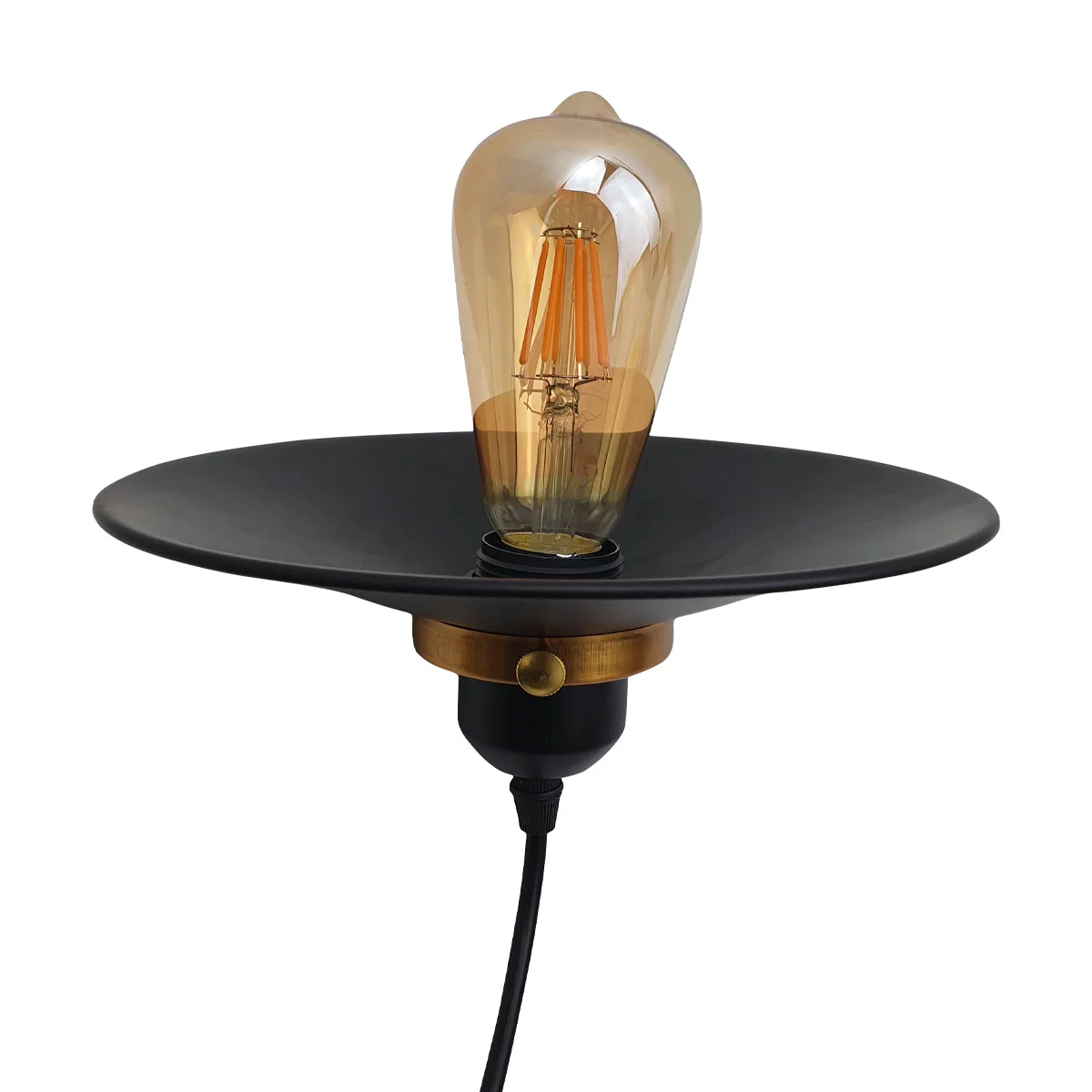 Adjustable black pendant light with metal cage, 95cm cable, and E27 lamp holder for ceiling mounting