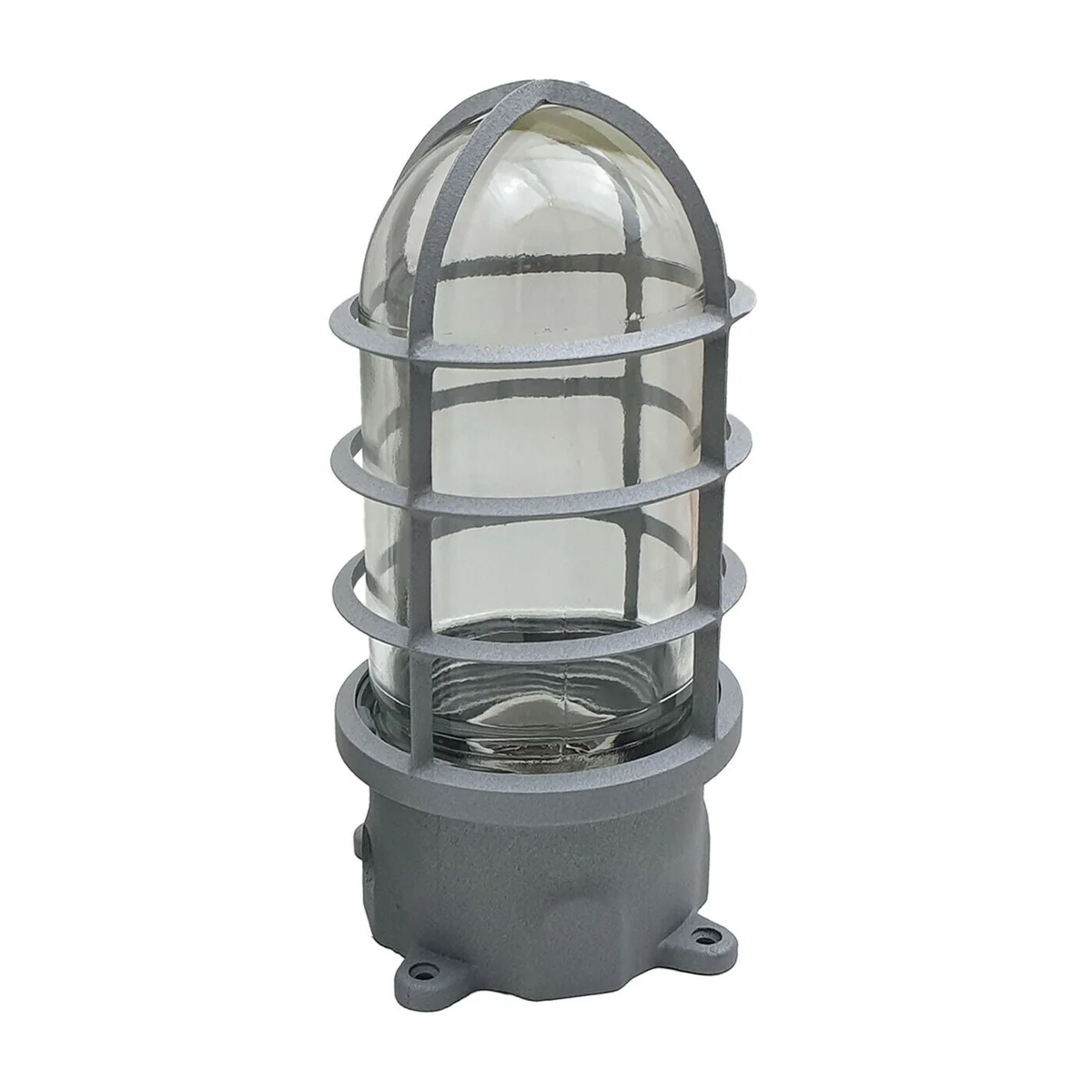 Black retro nautical wall light with glass lampshade and E27 base, metal frame, mounted on wall