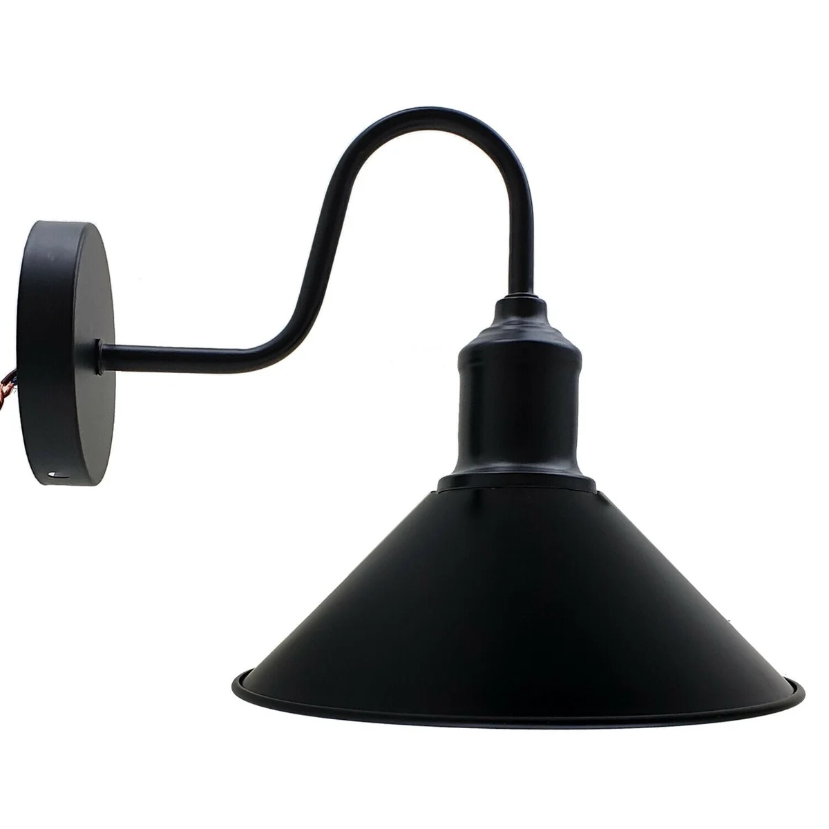 Green modern wall mounted lights with rustic metal cone shade and white interior, wall sconce lamp with E27 bulb included