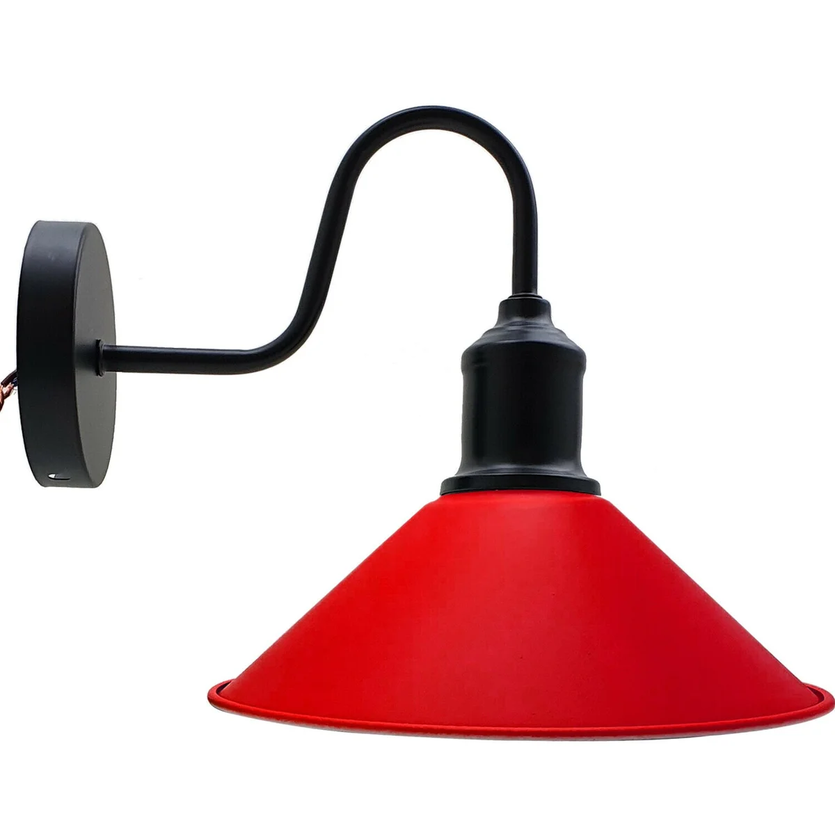 Green modern retro industrial wall light with metal cone shade, wall mounted sconce lamp fixture with E27 bulb included