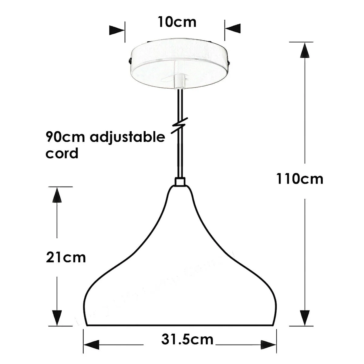 Blue metal industrial pendant light with bowl shade, adjustable cable pendant light, E27 holder, mounted on ceiling with rose.