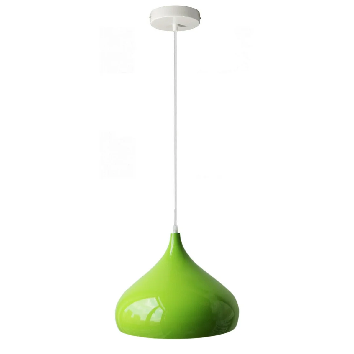 Green metal vintage hanging light with dome shade, adjustable cable, and E27 bulb, ideal for industrial interiors